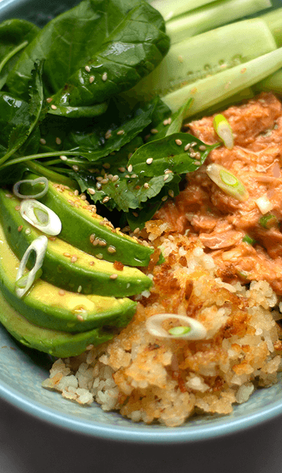 BOWL CON ATUN Y ARROZ CROCANTE