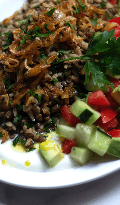 MUJADARA ALTO EN PROTEINA, arroz con lentejas y especias